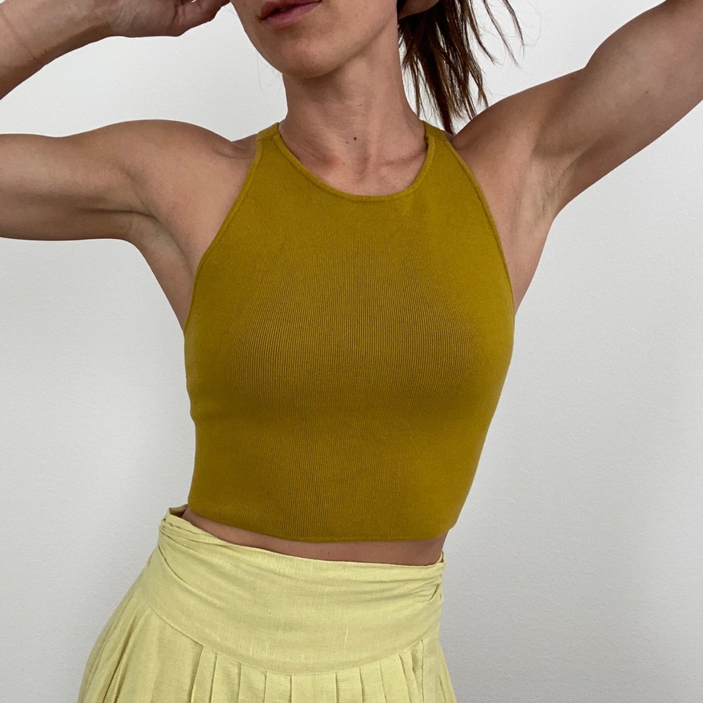 American Apparel sweater knit racer back crop tank